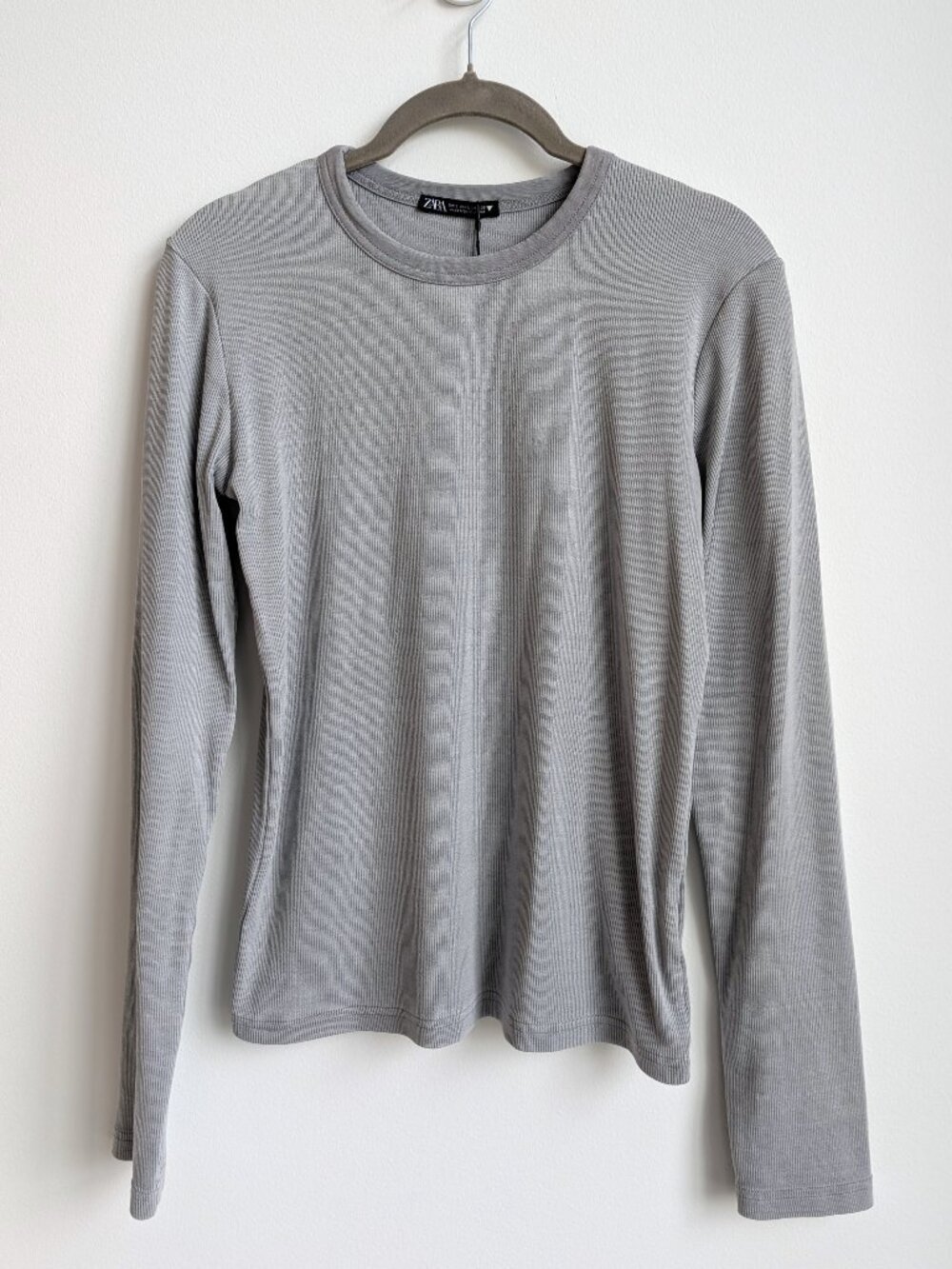 NWT ZARA Ribbed Long Sleeve Crewneck Tee | Large